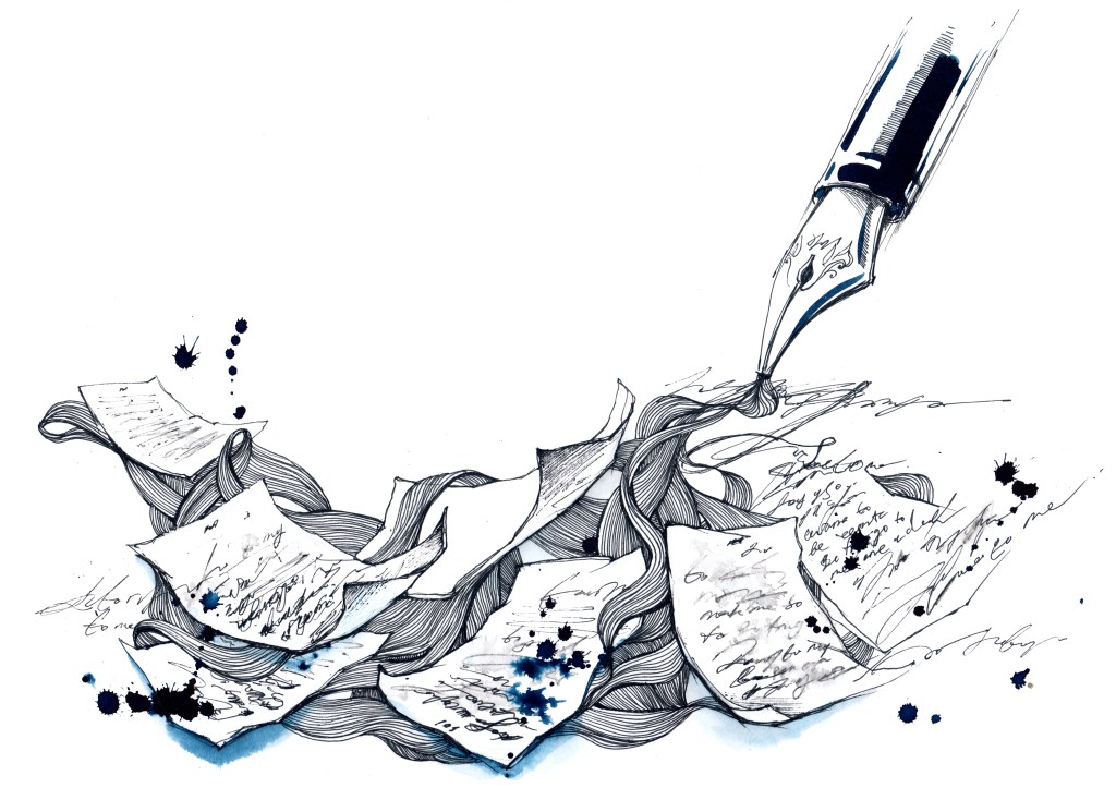 fountain pen and papers